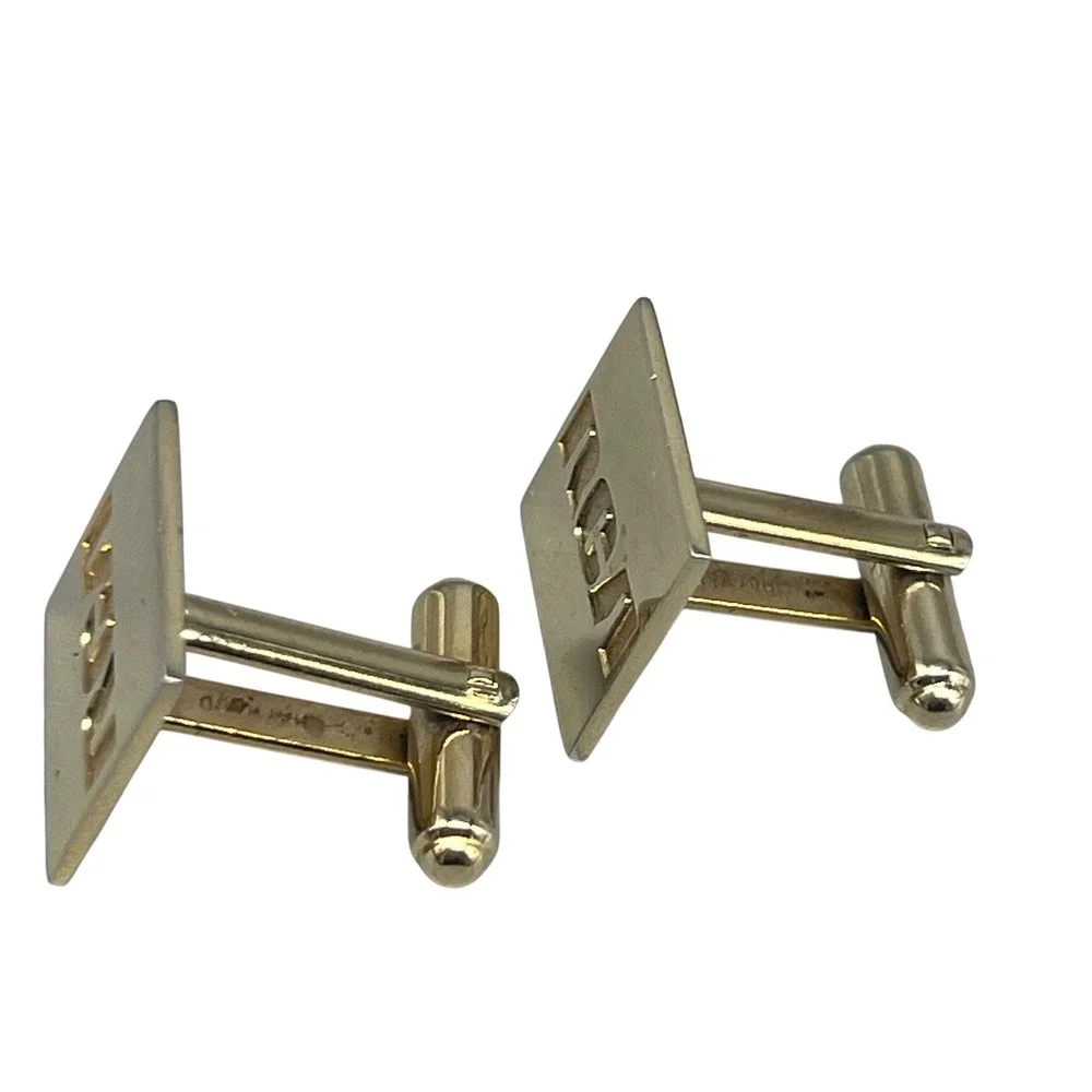 RCA Logo Radio Corporation‎ of America Cufflinks Gold Tone Square Mens 50's